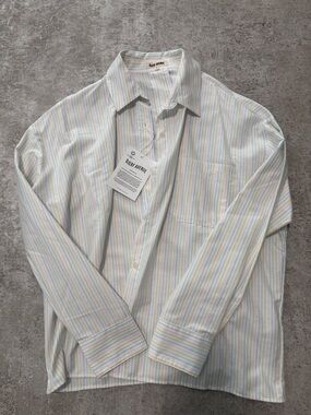 NWT Djerf Avenue Breezy Shirt Rainbow Stripe Size S